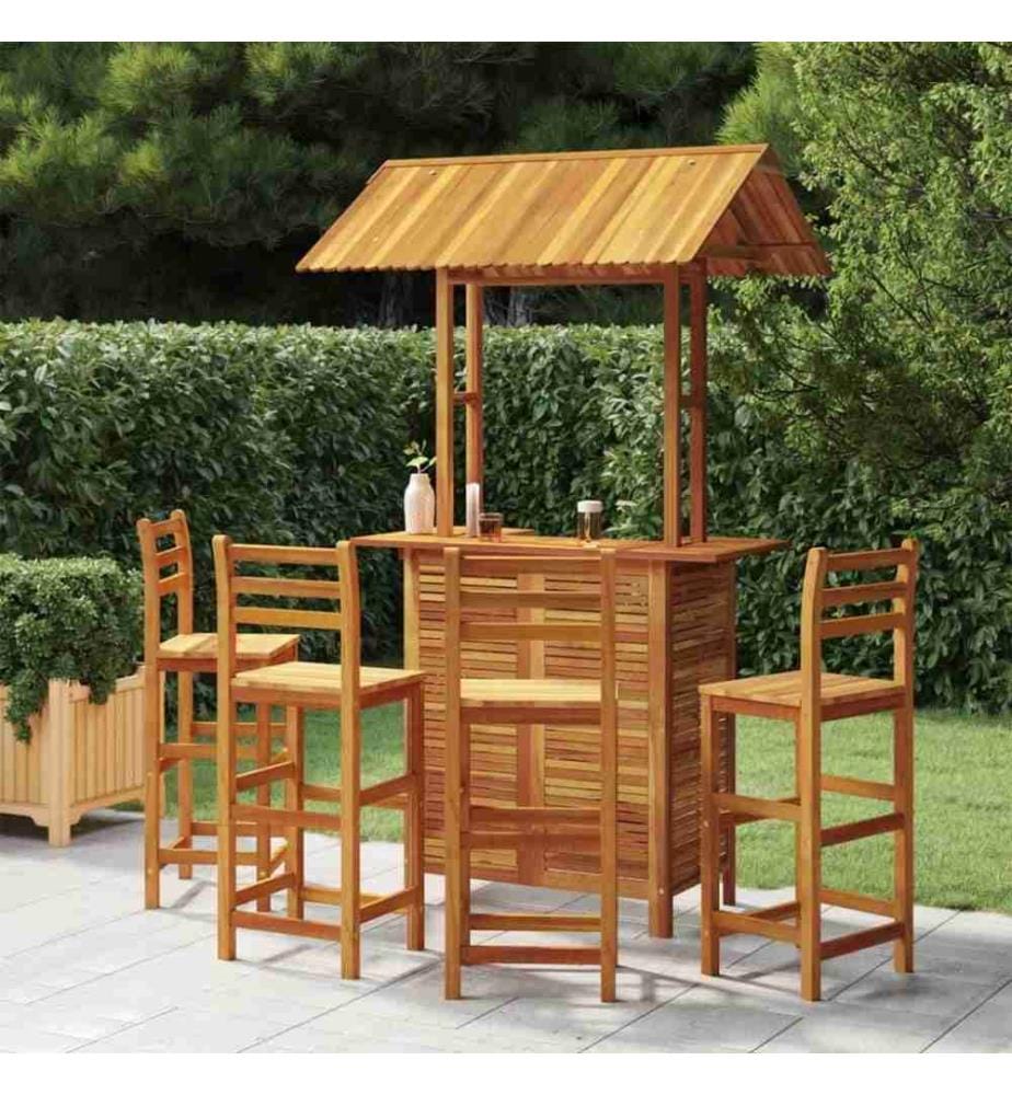 Ensemble de bar de jardin 5 pcs Bois d'acacia solide