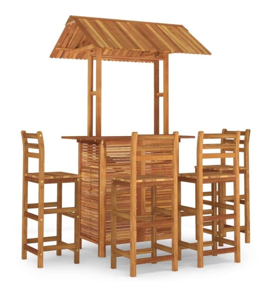 Ensemble de bar de jardin 5 pcs Bois d'acacia solide