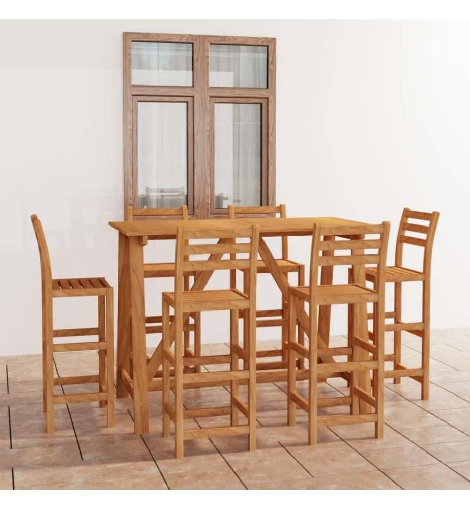 7-tlg. Gartenbar-Set Massivholz Akazie