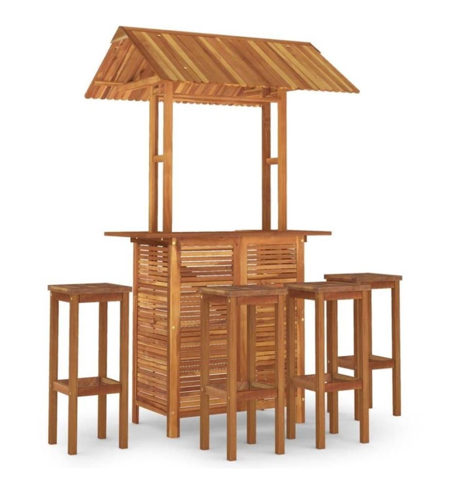 Ensemble de bar de jardin 5 pcs Bois d'acacia solide