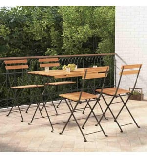 5-tlg. Bistro-Set Klappbar Massivholz Akazie und Stahl