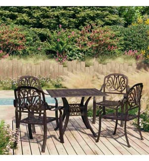 5-tlg. Bistro-Set Aluminiumguss Bronzen