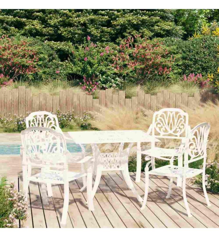 5-tlg. Bistro-Set Aluminiumguss Weiss