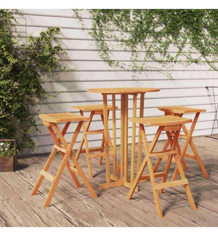 5-tlg. Bar-Set Klappbar Massivholz Teak