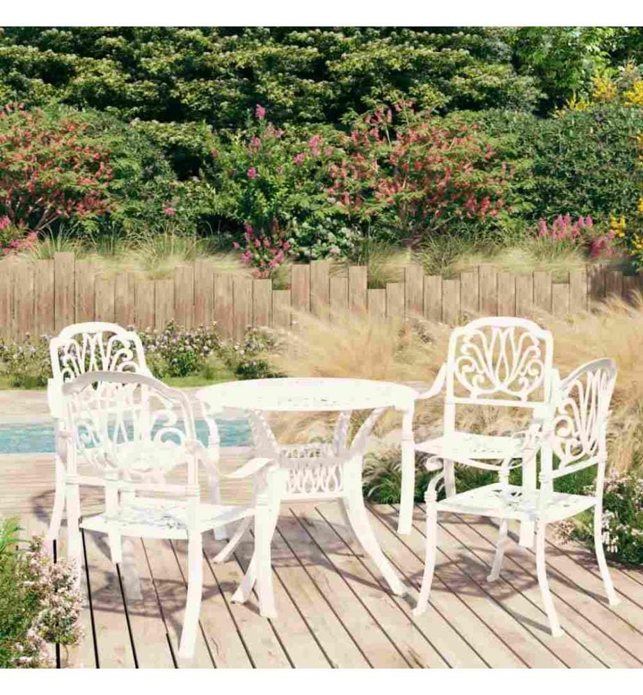 5-tlg. Bistro-Set Aluminiumguss Weiss