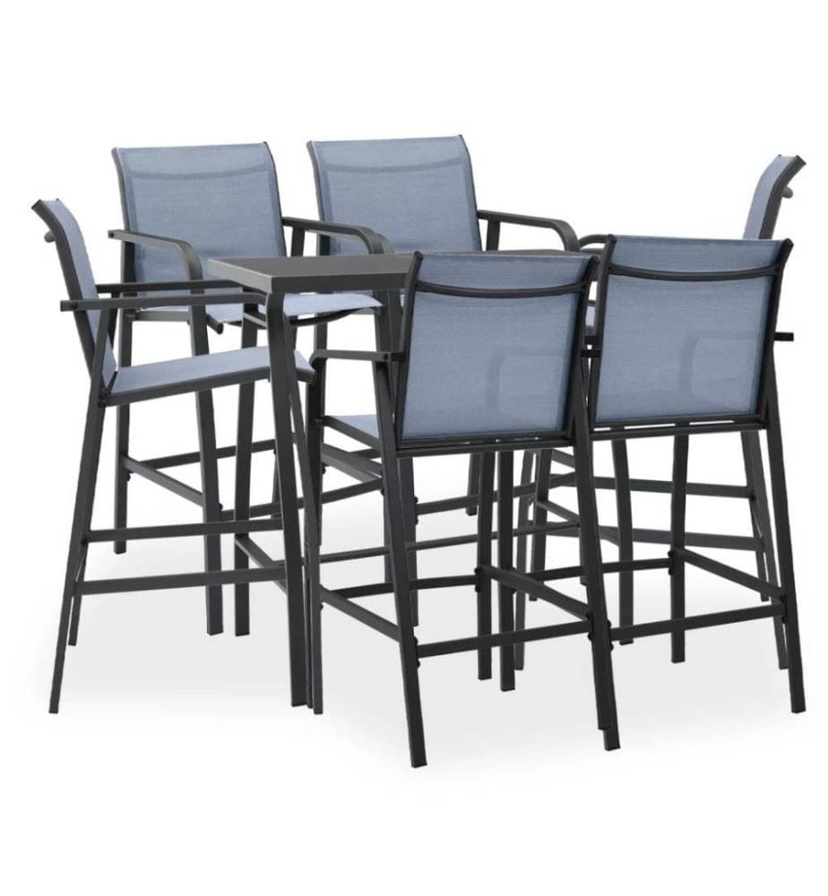 7-tlg. Gartenbar-Set Schwarz und Grau