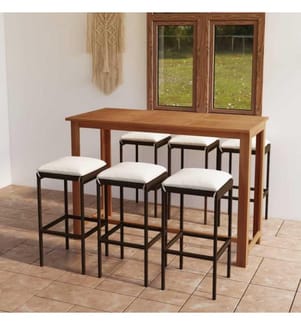 7-tlg. Gartenbar-Set mit Kissen Braun