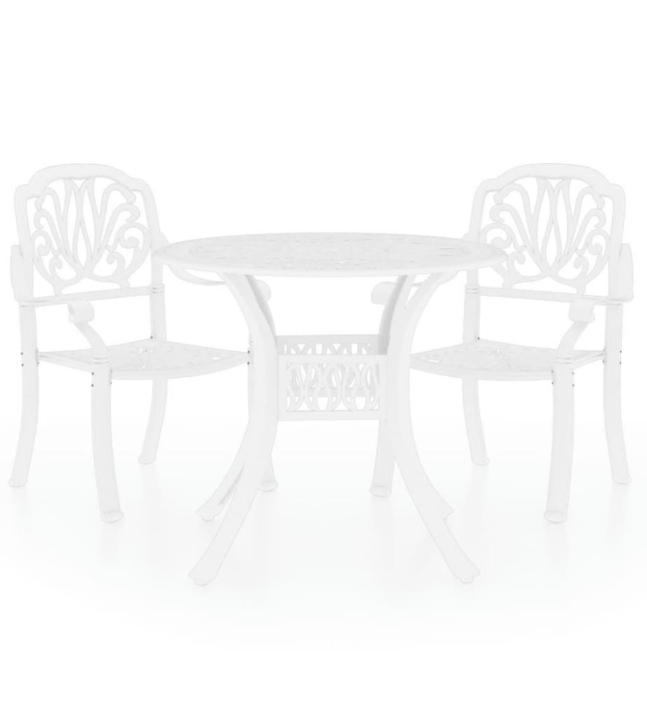 3-tlg. Bistro-Set Aluminiumguss Weiss