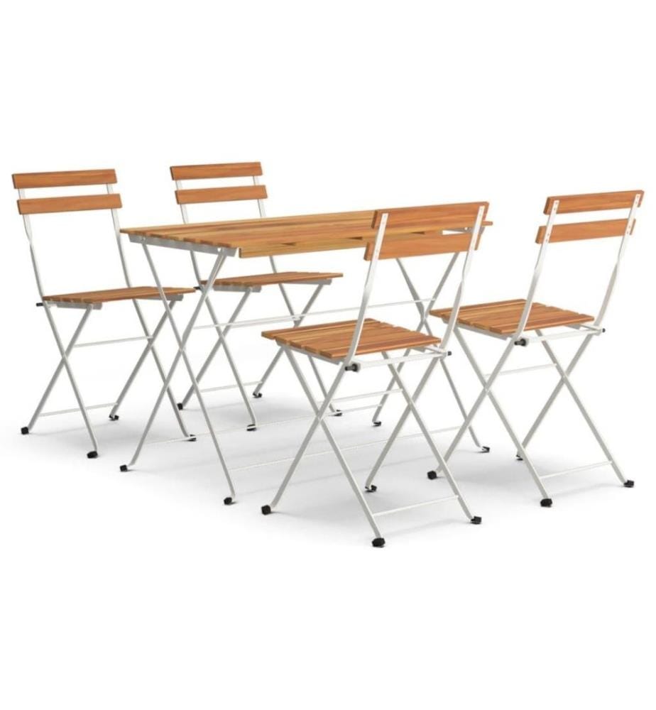 Ensemble de bistro pliable 5 pcs Bois d'acacia solide et acier