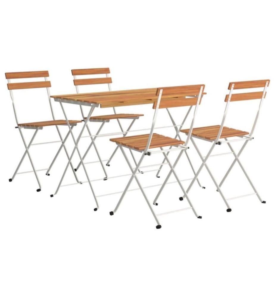 Ensemble de bistro pliable 5 pcs Bois d'acacia solide et acier