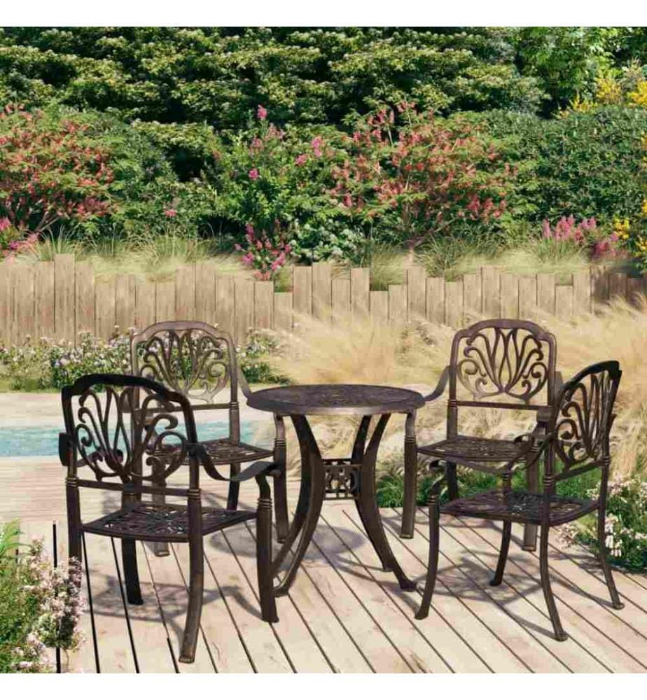 5-tlg. Bistro-Set Aluminiumguss Bronzen
