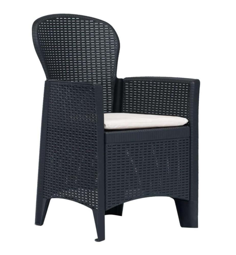 3-tlg. Bistro-Set Kunststoff Anthrazit Rattan-Optik