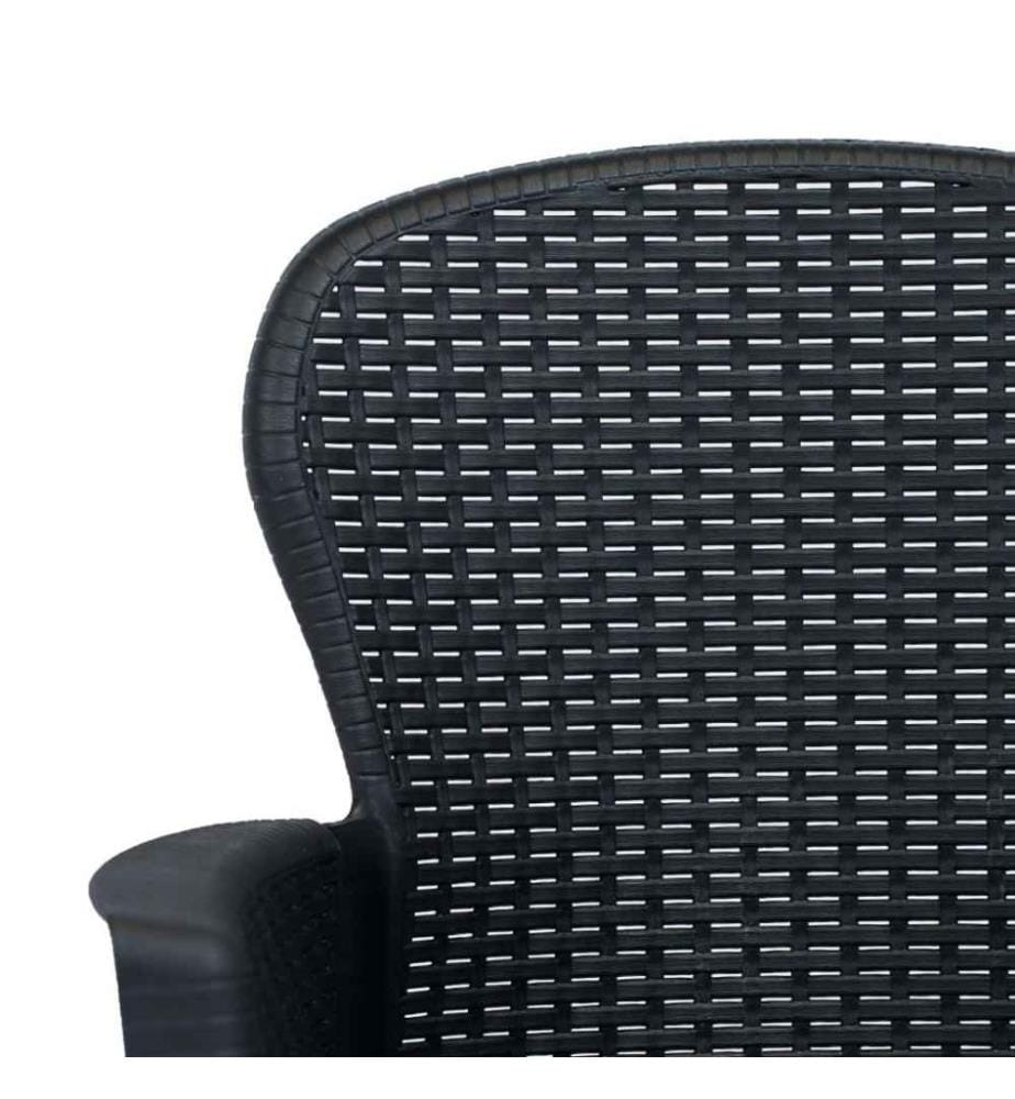 3-tlg. Bistro-Set Kunststoff Anthrazit Rattan-Optik