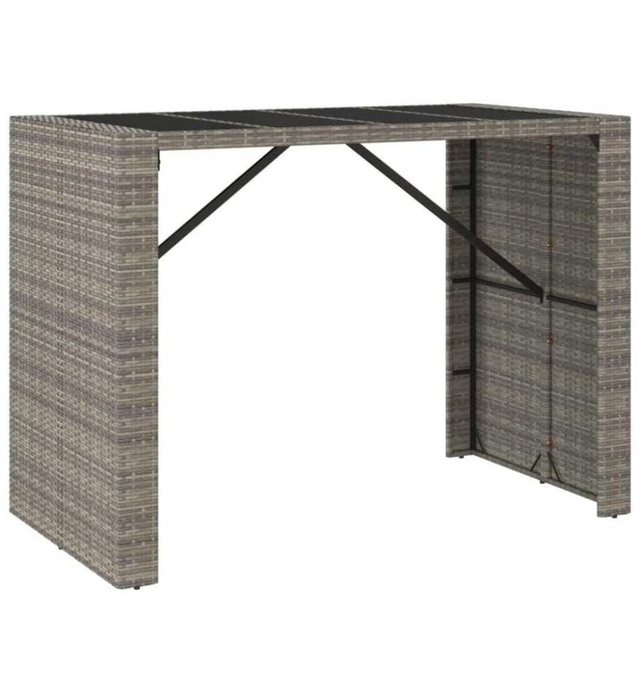 7-tlg. Gartenbar-Set Grau Poly Rattan & Massivholz Akazie