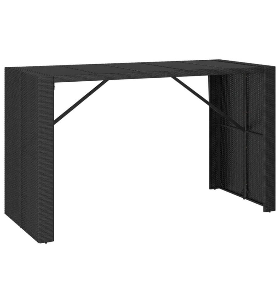 9-tlg. Gartenbar-Set Schwarz Poly Rattan & Massivholz Akazie