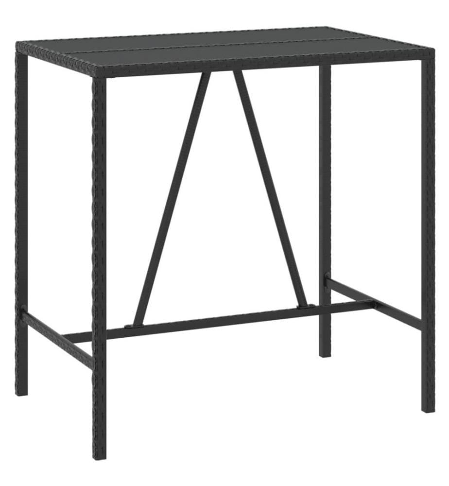 7-tlg. Gartenbar-Set Schwarz Poly Rattan & Massivholz Akazie