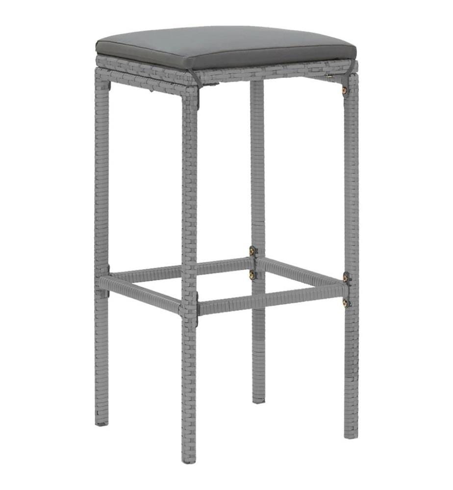 11-tlg. Gartenbar-Set mit Kissen Grau Poly Rattan