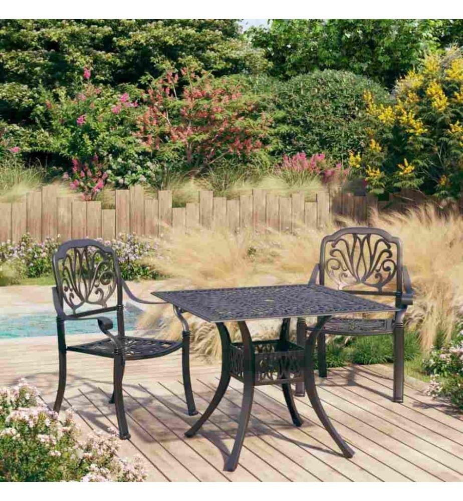 3-tlg. Bistro-Set Aluminiumguss Schwarz