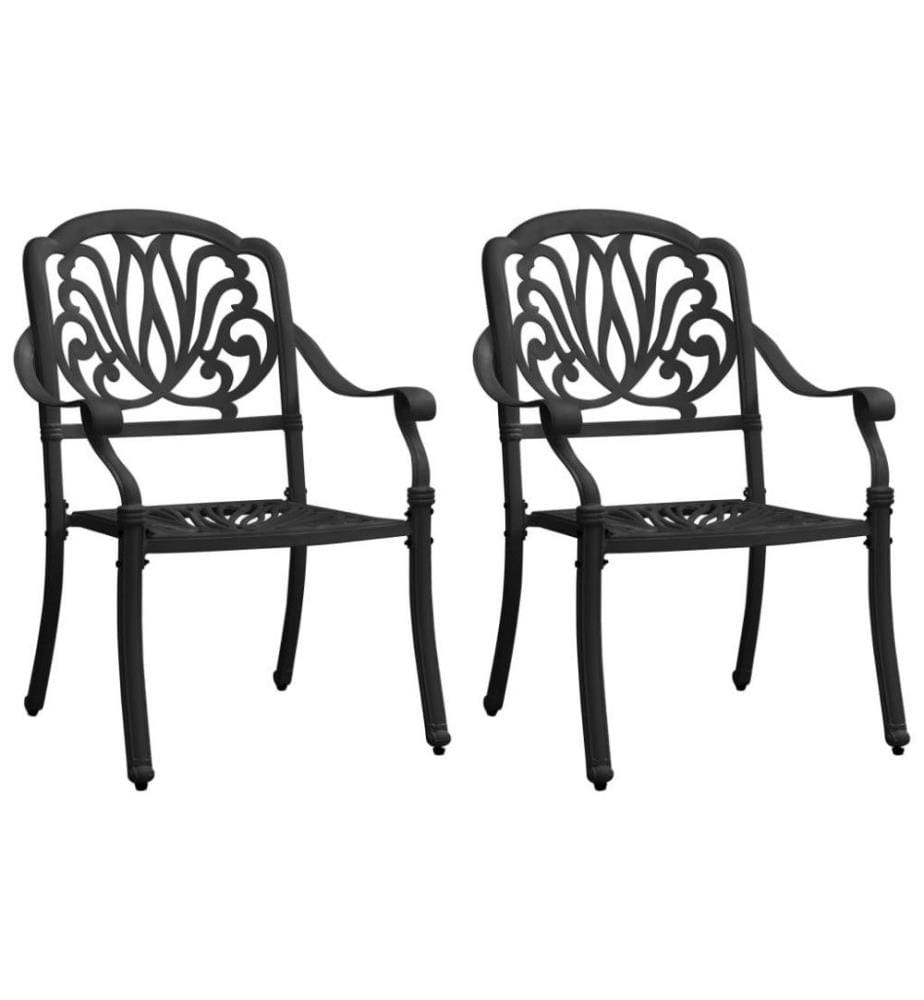 3-tlg. Bistro-Set Aluminiumguss Schwarz