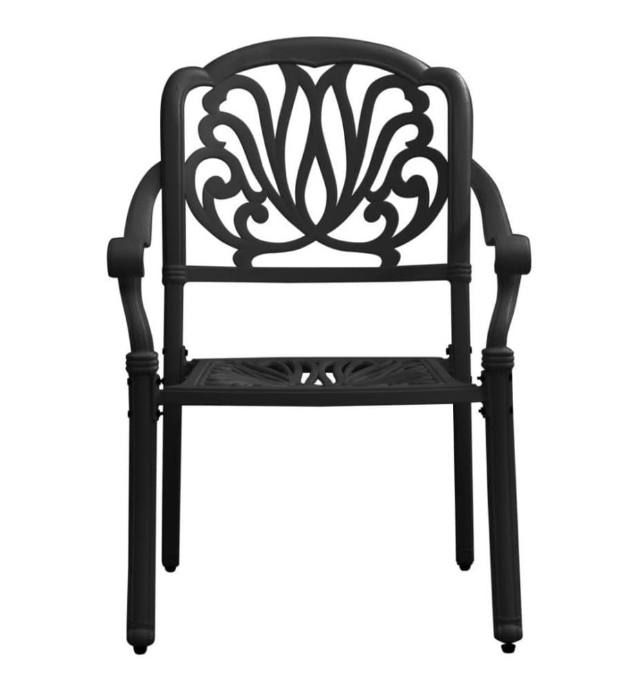 3-tlg. Bistro-Set Aluminiumguss Schwarz