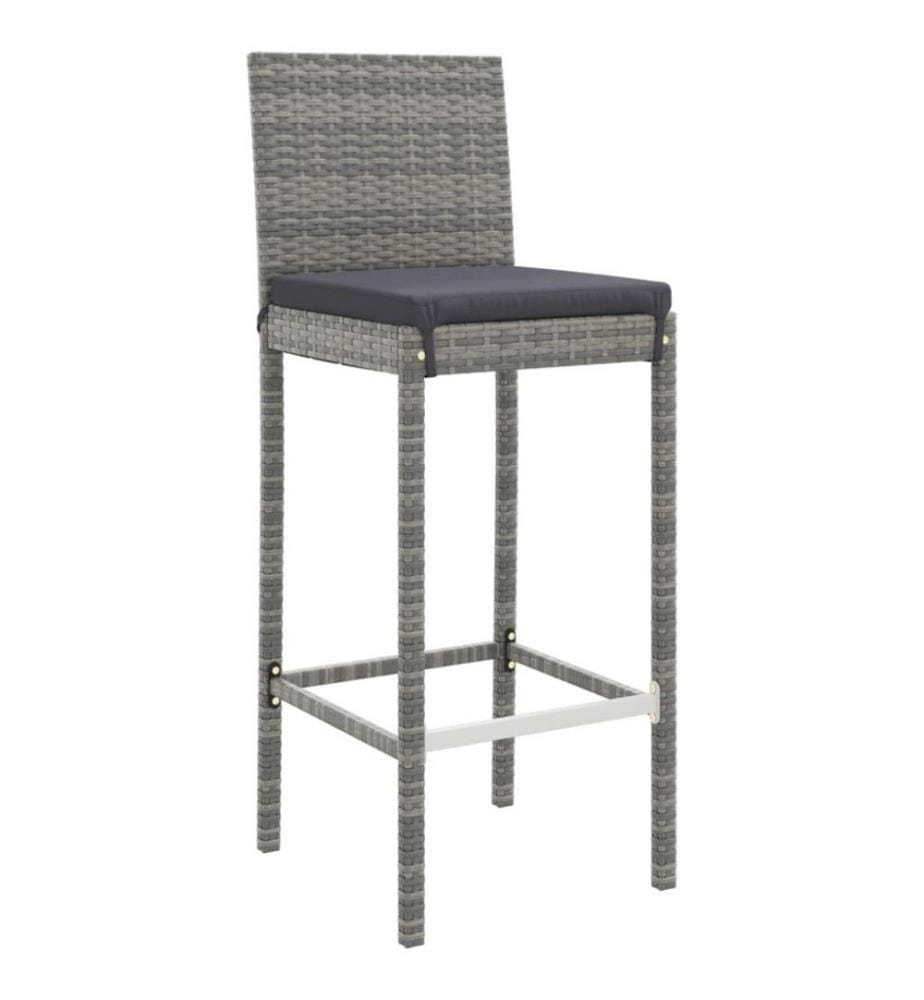 11-tlg. Gartenbar-Set mit Kissen Grau Poly Rattan