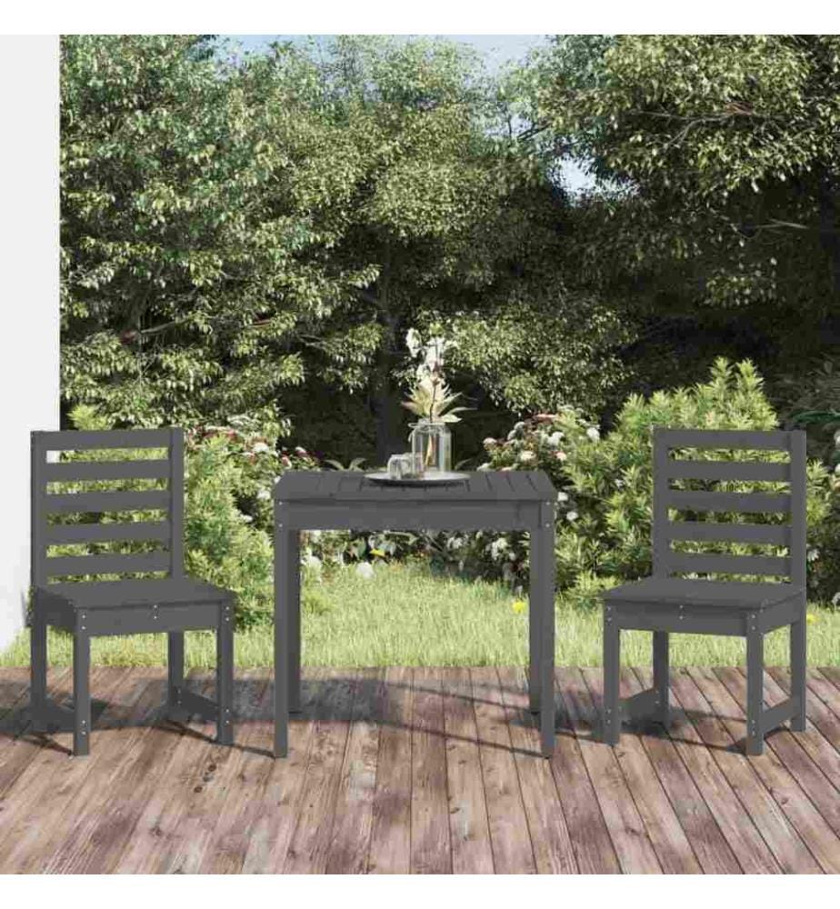 3-tlg. Garten-Bistro-Set Grau Massivholz Kiefer