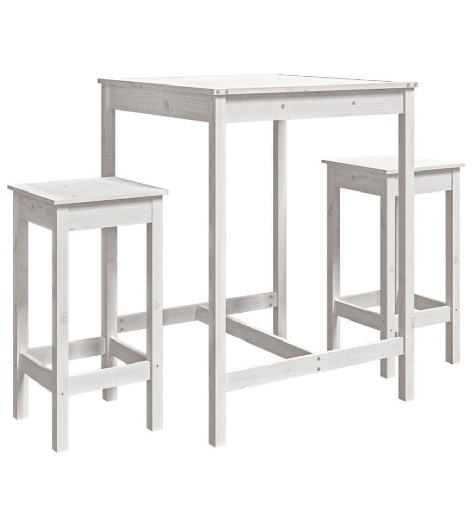 Ensemble de bar de jardin 3 pcs blanc bois de pin massif