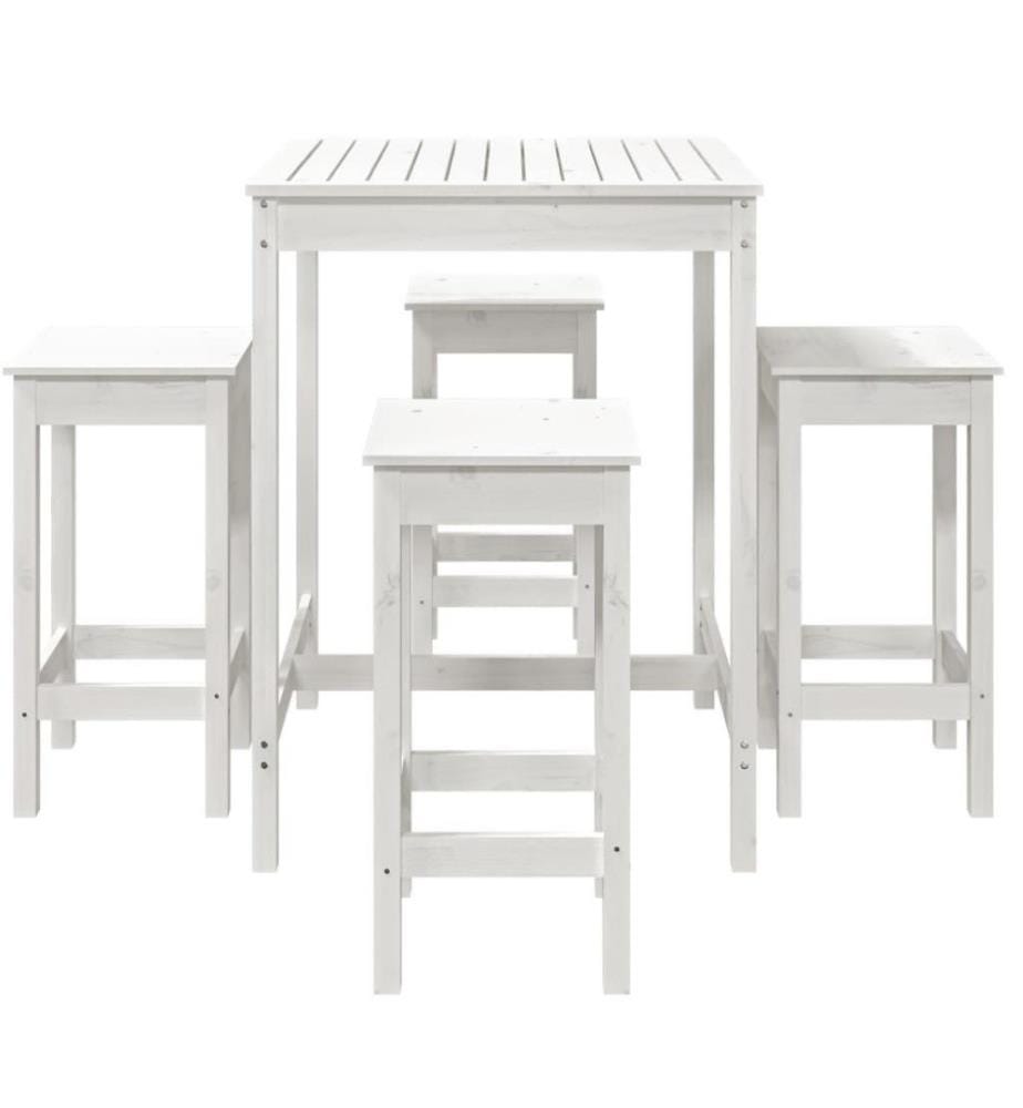 Ensemble de bar de jardin 5 pcs blanc bois massif de pin