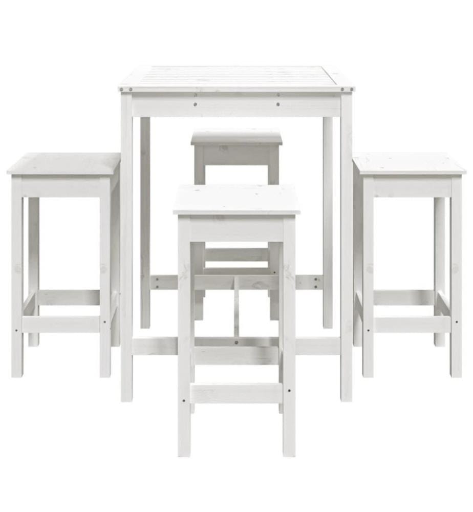 Ensemble de bar de jardin 5 pcs blanc bois massif de pin