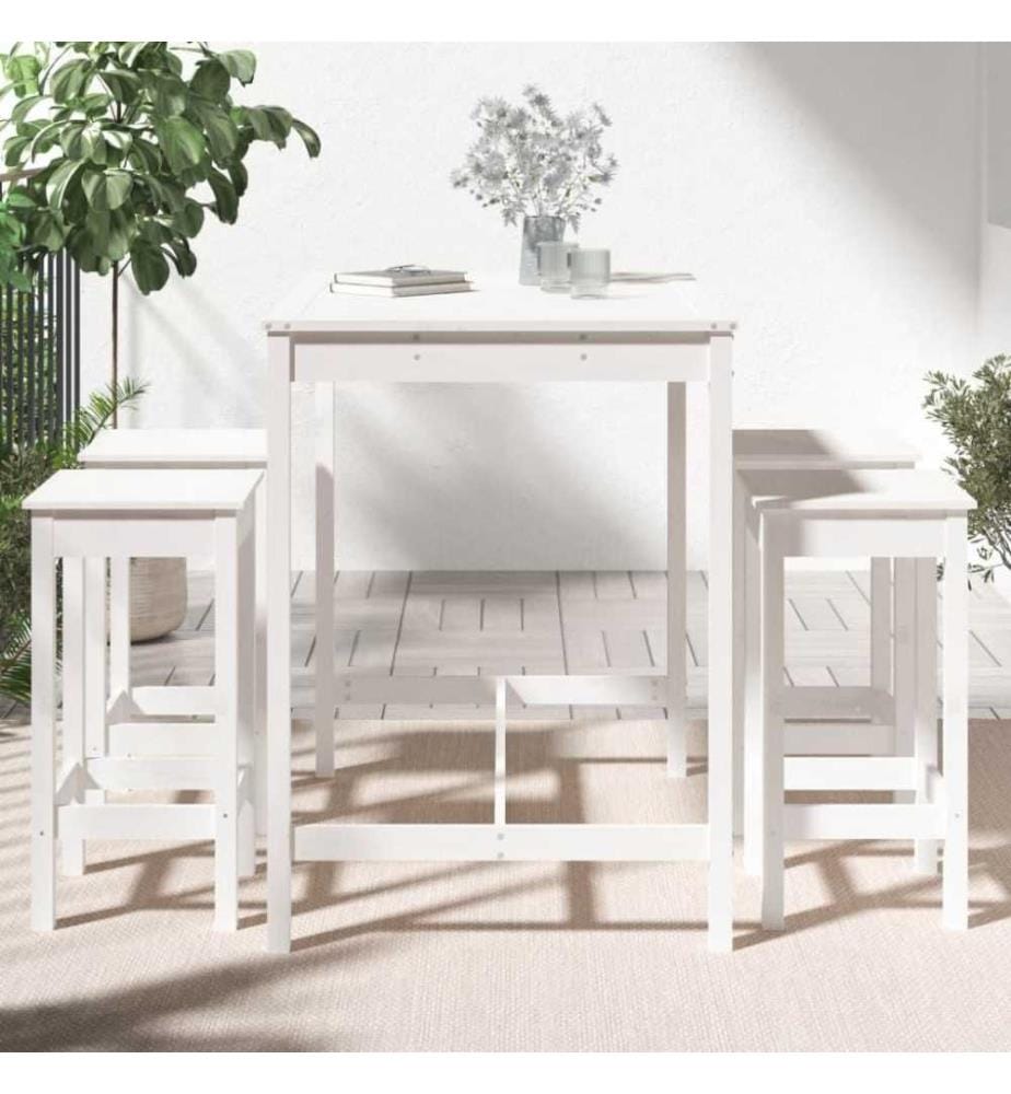 Ensemble de bar de jardin 5 pcs blanc bois massif de pin