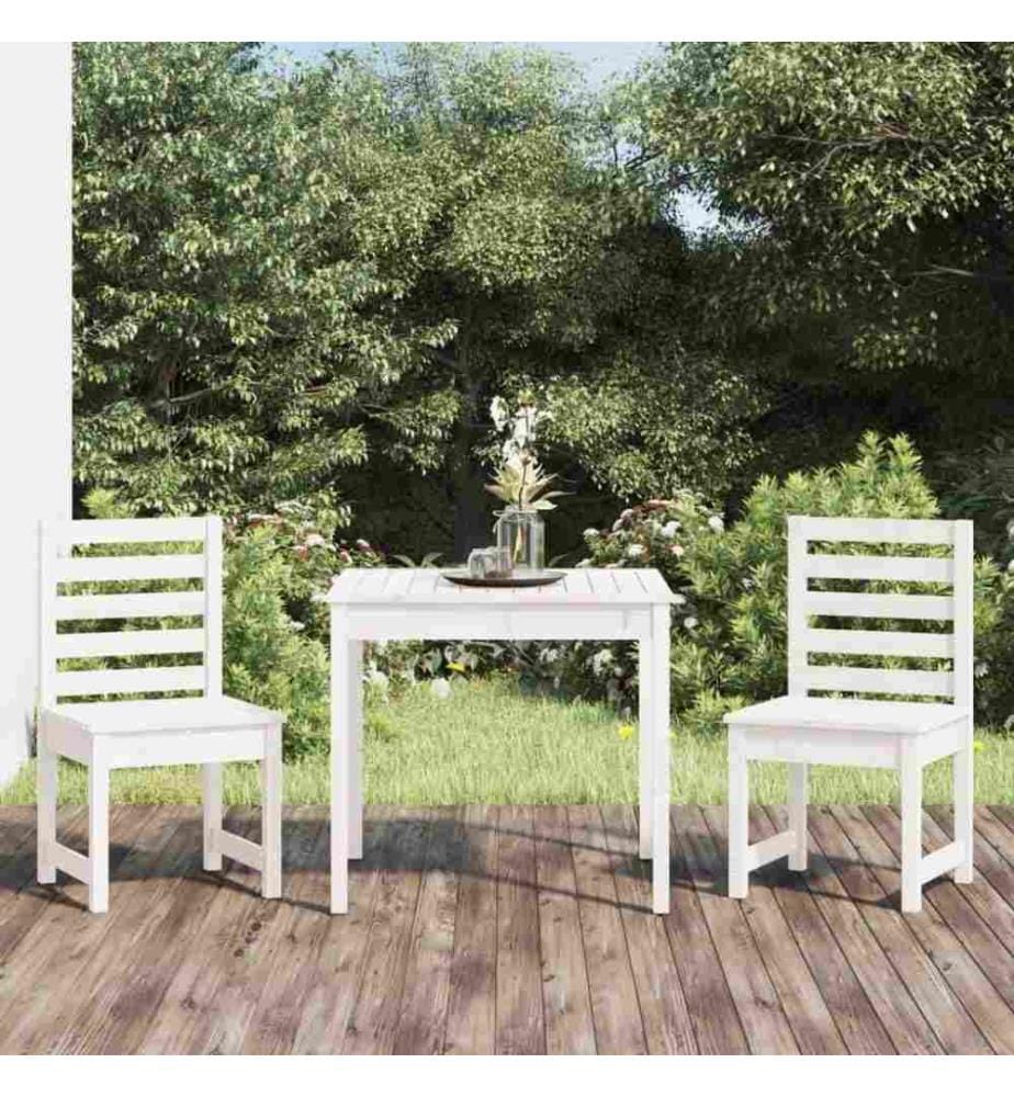 3-tlg. Garten-Bistro-Set Weiss Massivholz Kiefer