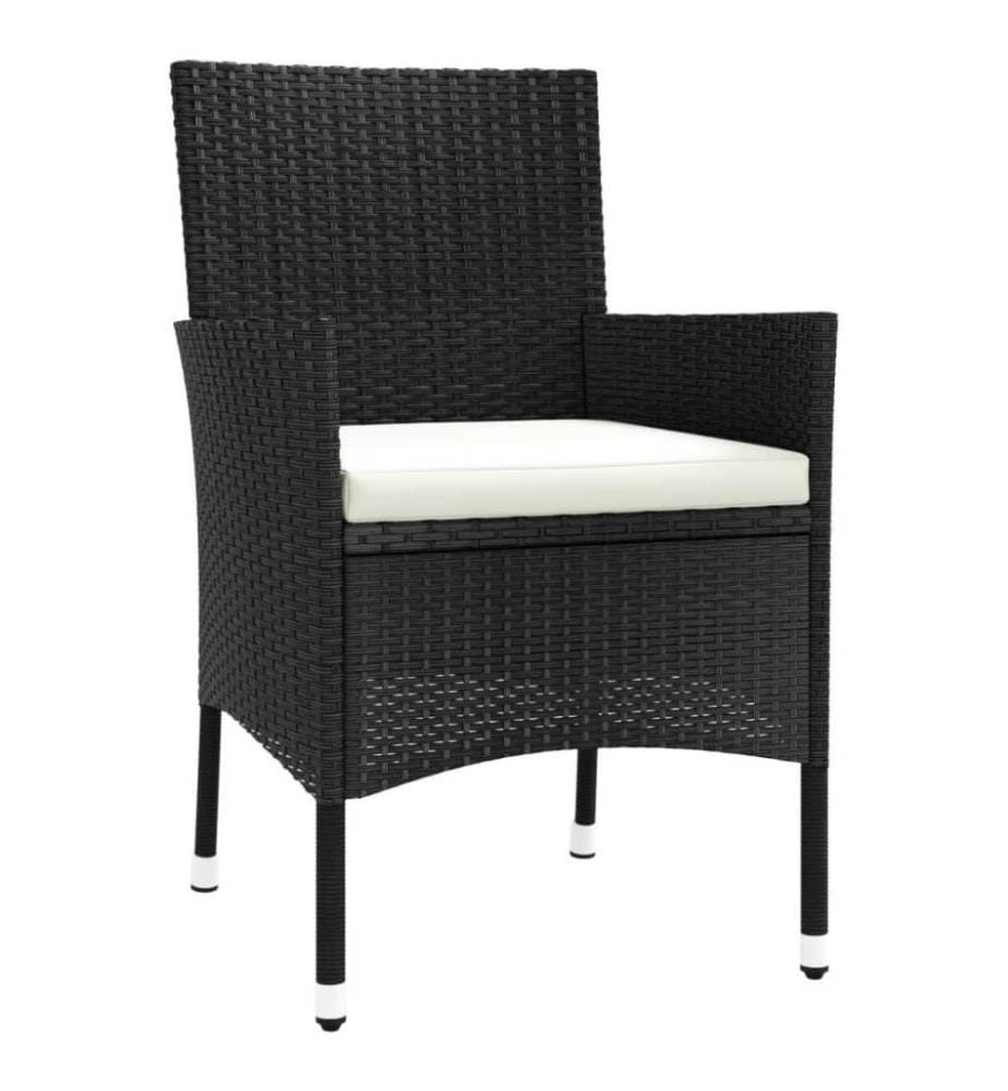 5-tlg. Garten-Bistro-Set mit Kissen Schwarz Poly Rattan