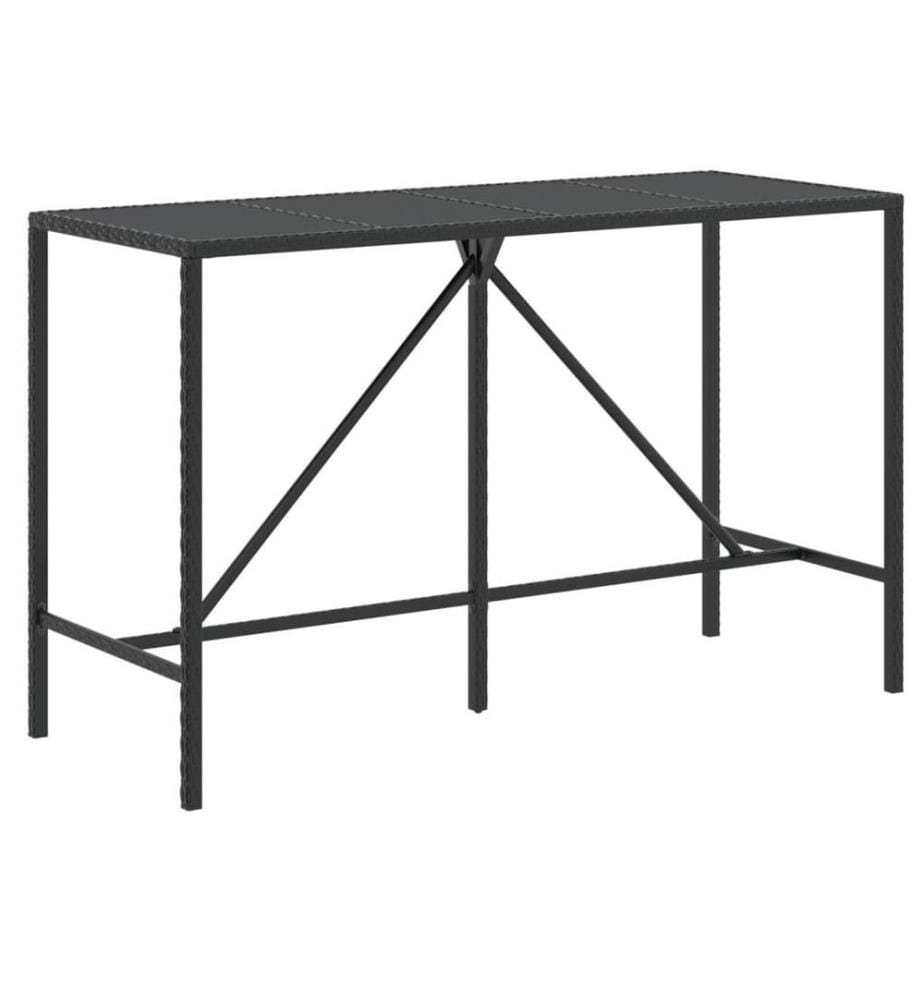 Ensemble de bar jardin 11pcs noir poly rotin/bois massif acacia