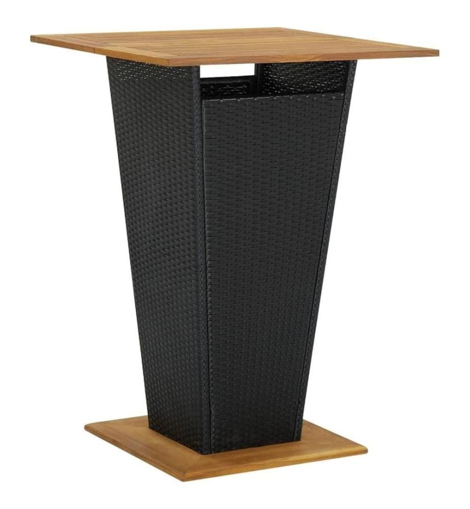 5-tlg. Gartenbar-Set Schwarz Poly Rattan & Massivholz Akazie