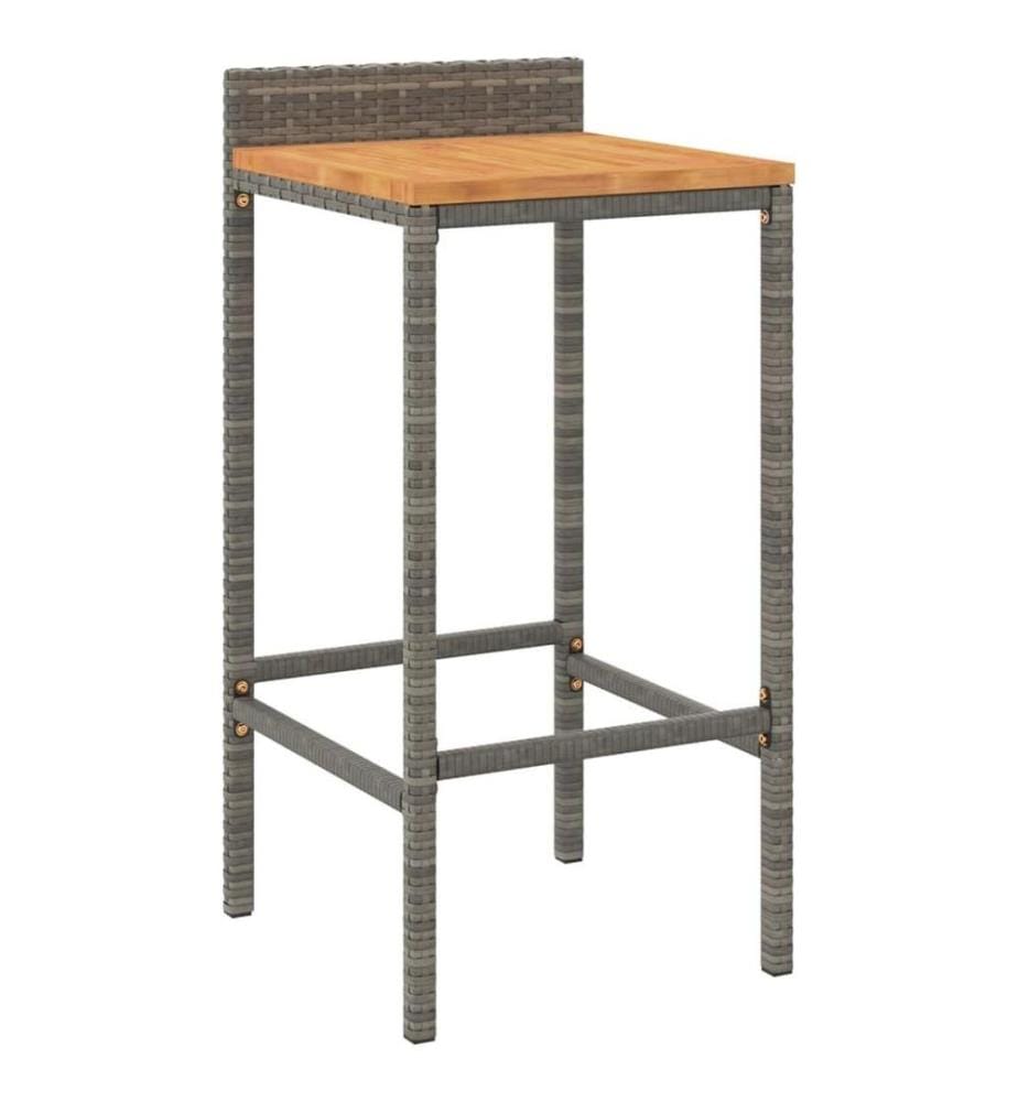 11-tlg. Gartenbar-Set Grau Poly Rattan & Massivholz Akazie