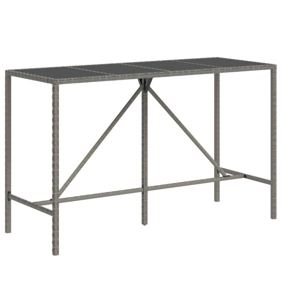 11-tlg. Gartenbar-Set Grau Poly Rattan & Massivholz Akazie