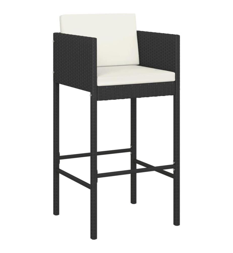 Ensemble de bar de jardin 7 pcs avec coussins noir poly rotin
