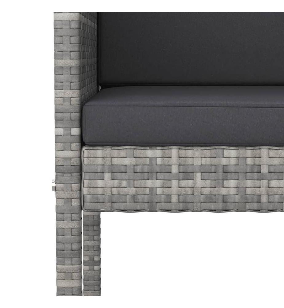 5-tlg. Gartenbar-Set mit Kissen Grau Poly Rattan