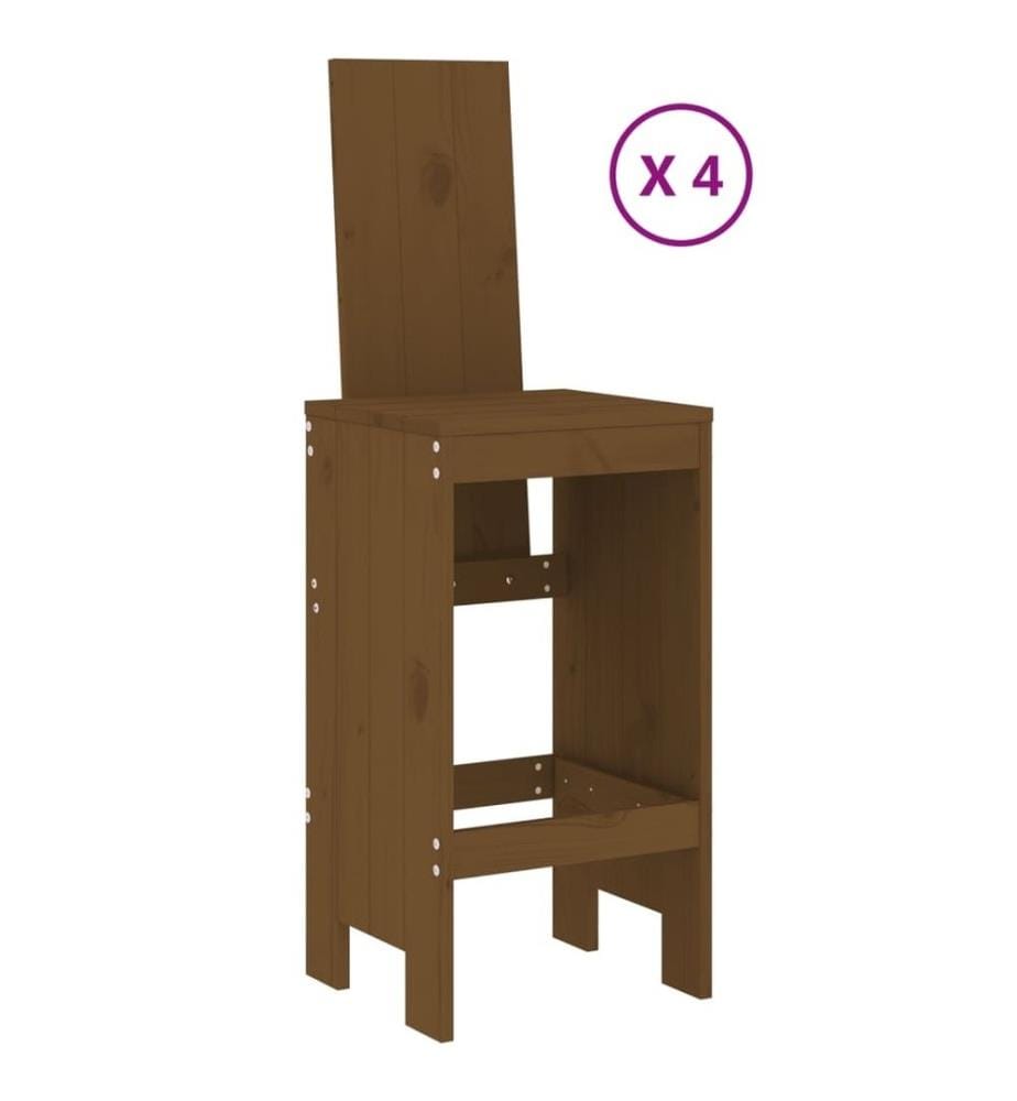 Ensemble de bar de jardin 5 pcs marron miel bois de pin massif