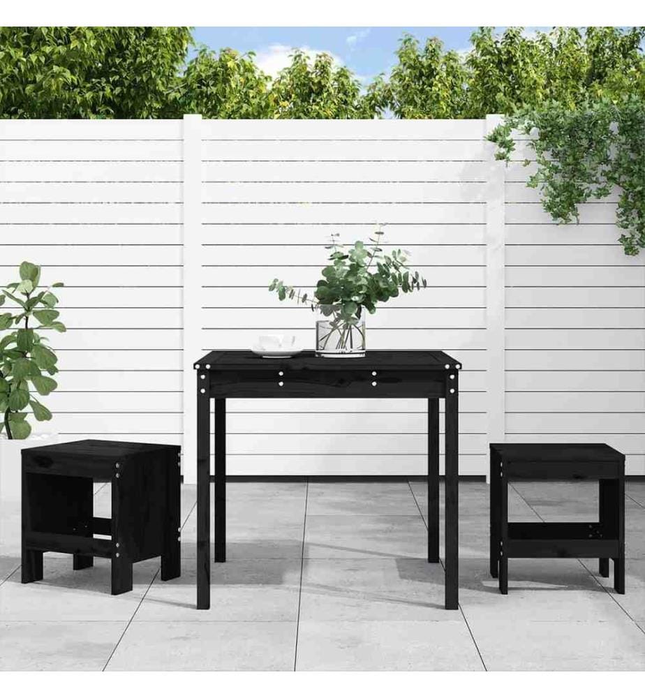 3-tlg. Garten-Bistro-Set Schwarz Massivholz Kiefer