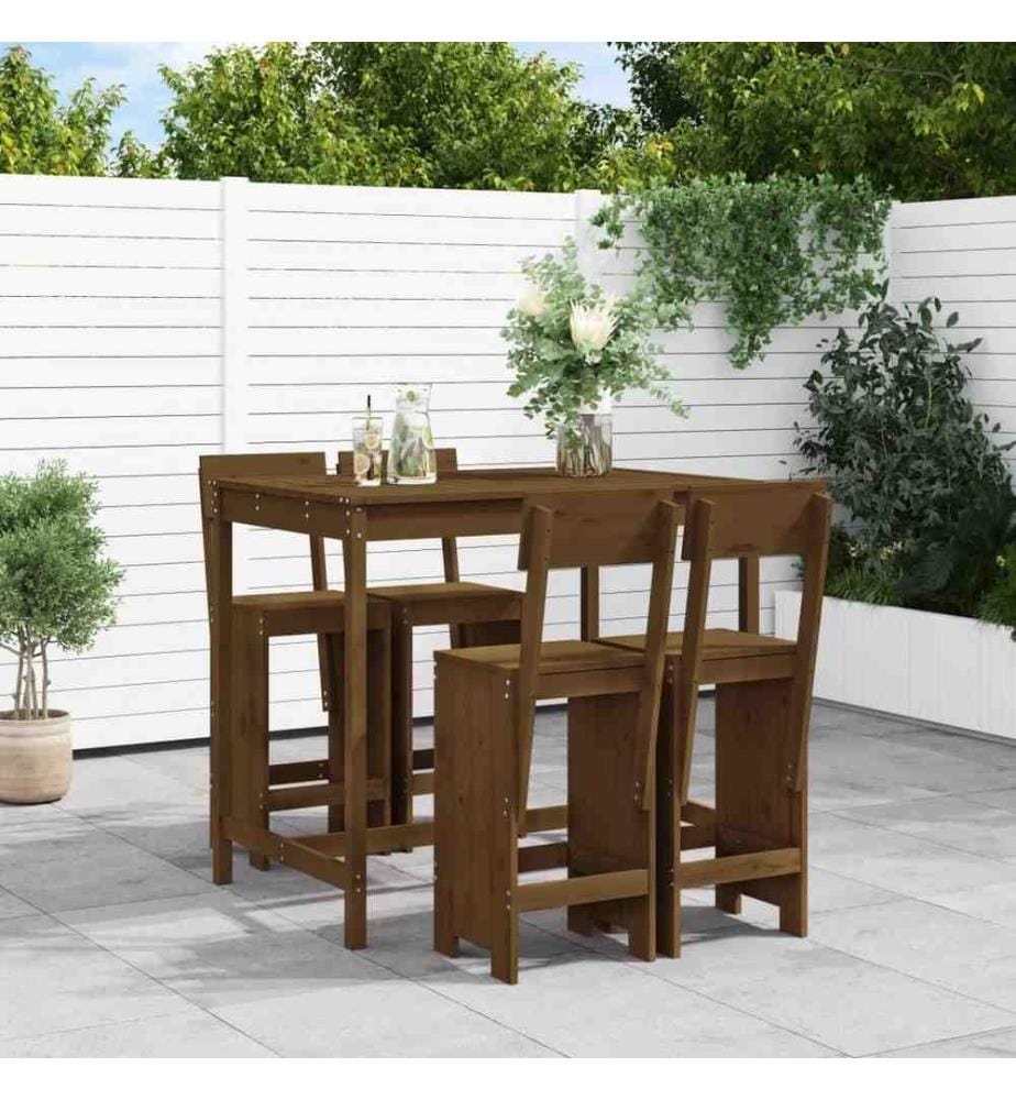 5-tlg. Gartenbar-Set Honigbraun Massivholz Kiefer
