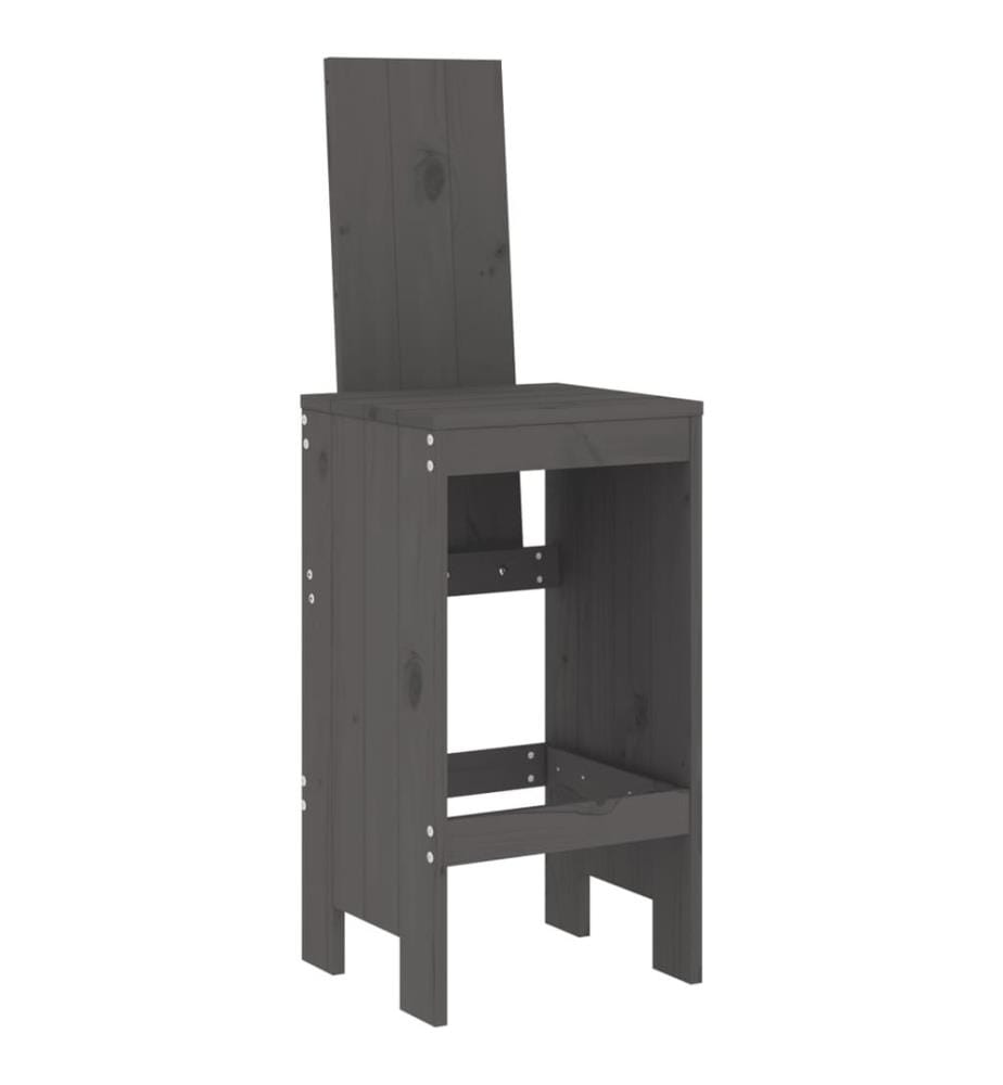 Ensemble de bar de jardin 5 pcs gris bois de pin massif