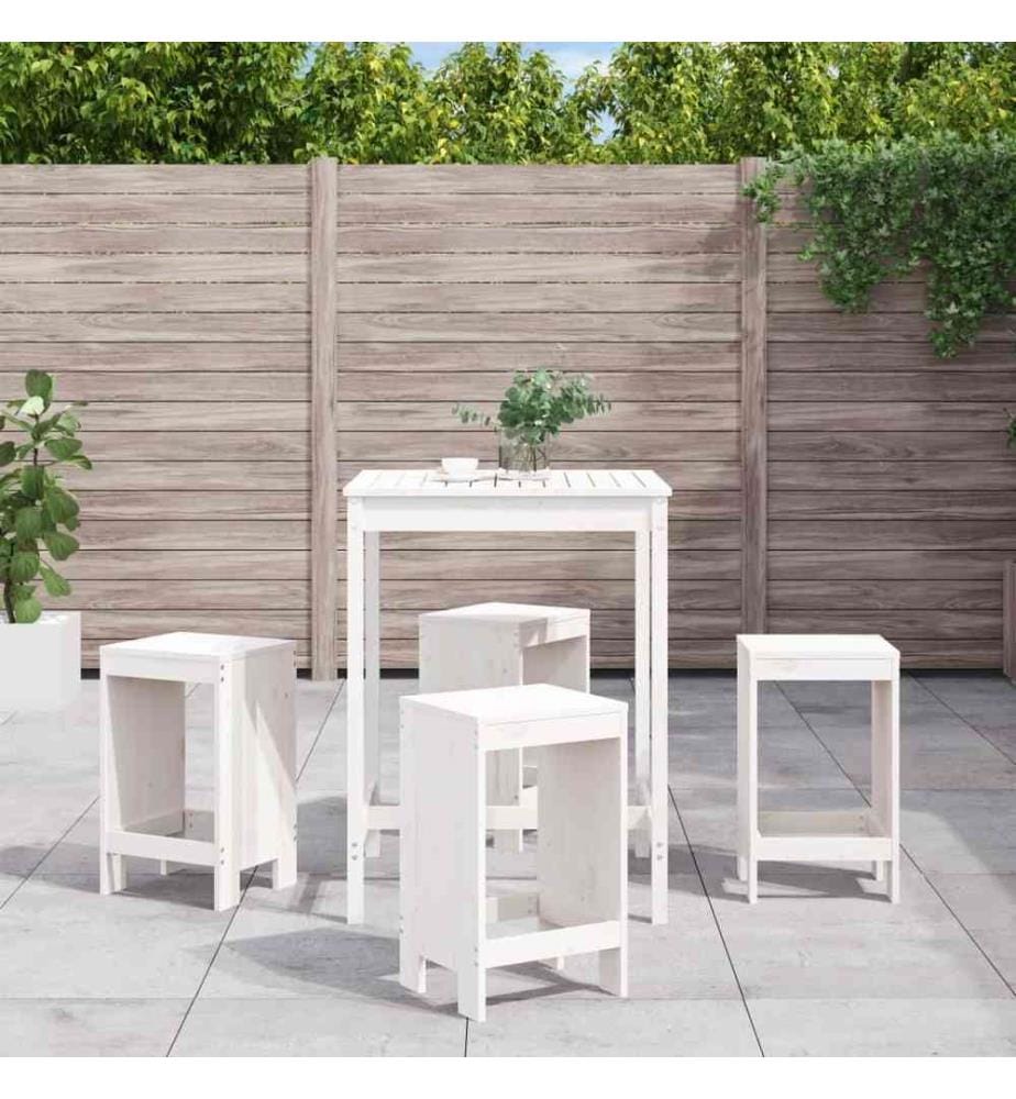 5-tlg. Gartenbar-Set Weiss Massivholz Kiefer