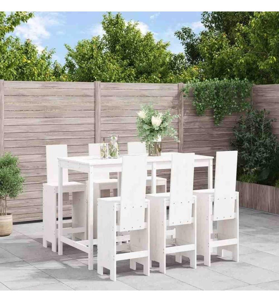 7-tlg. Gartenbar-Set Weiss Massivholz Kiefer