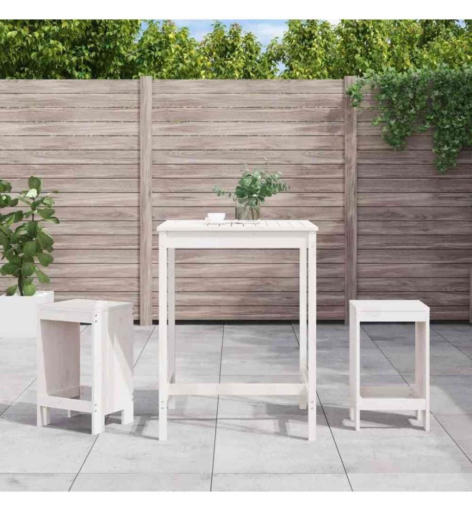 3-tlg. Gartenbar-Set Weiss Massivholz Kiefer
