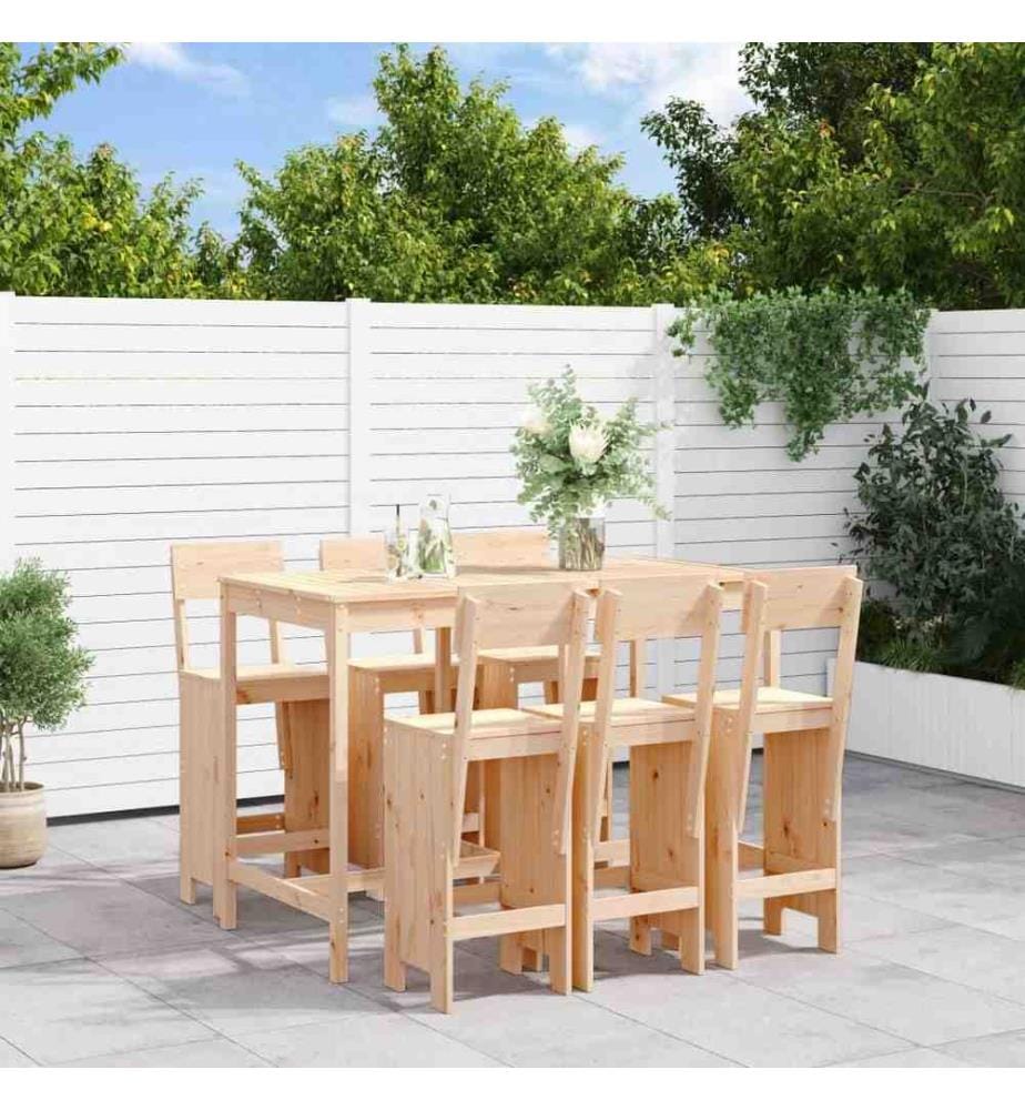 Ensemble de bar de jardin 7 pcs Bois de pin massif