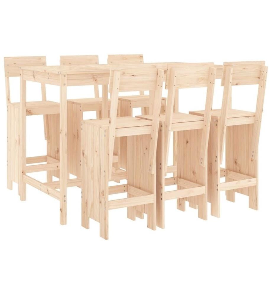 Ensemble de bar de jardin 7 pcs Bois de pin massif