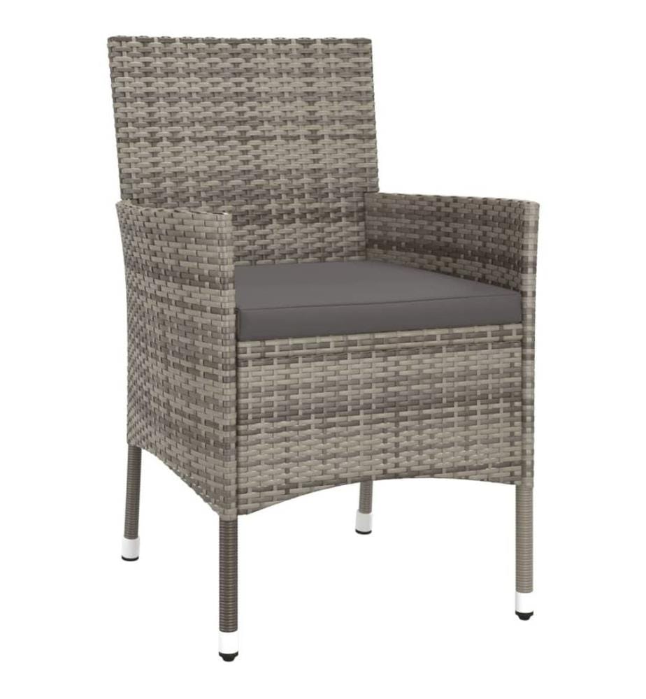 5-tlg. Garten-Bistro-Set mit Kissen Grau Poly Rattan