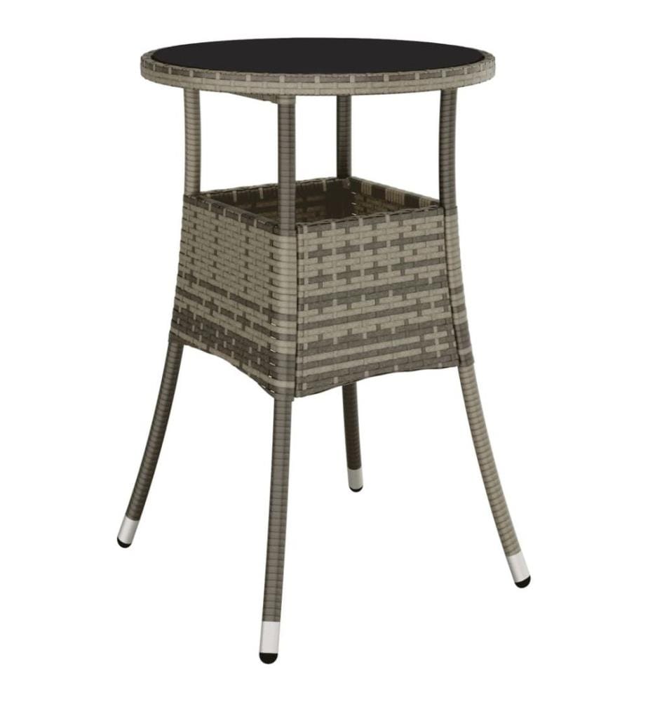 5-tlg. Garten-Bistro-Set mit Kissen Grau Poly Rattan