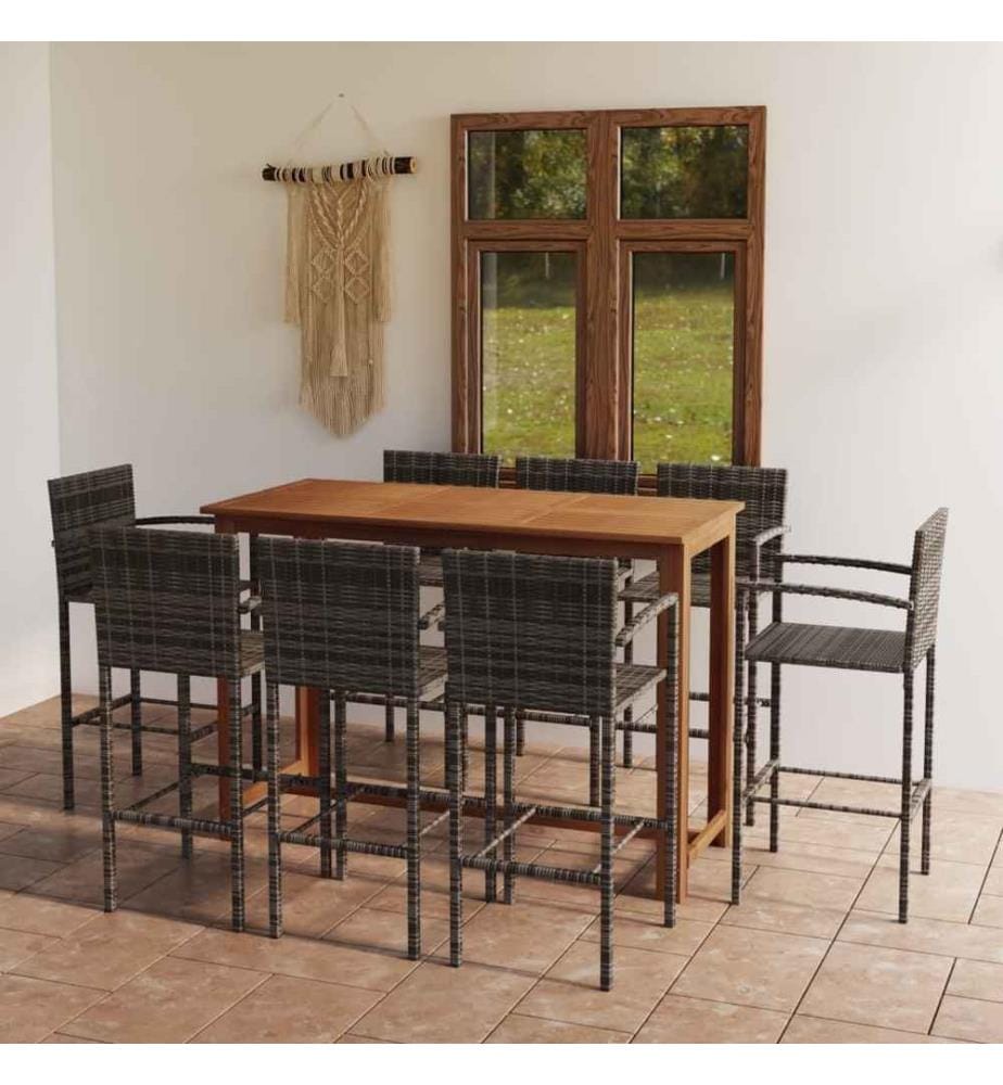 9-tlg. Gartenbar-Set Grau